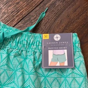 Lauren James Shorts - NWT green pattern shorts with elastic tie waist Lauren James Shorts - NWT green pattern shorts with elastic tie waist